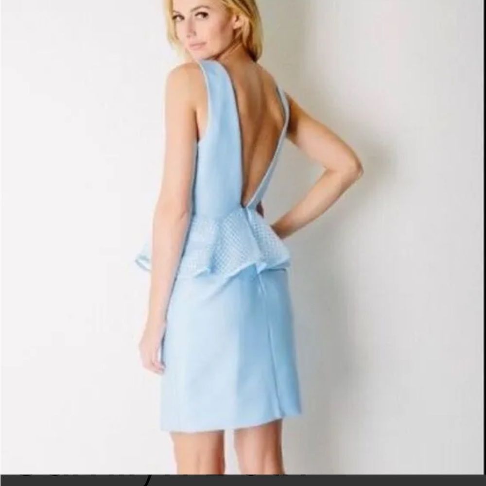 Camilyn Beth Petula Cinderella Blue Peplum Open Back Dress Size 6